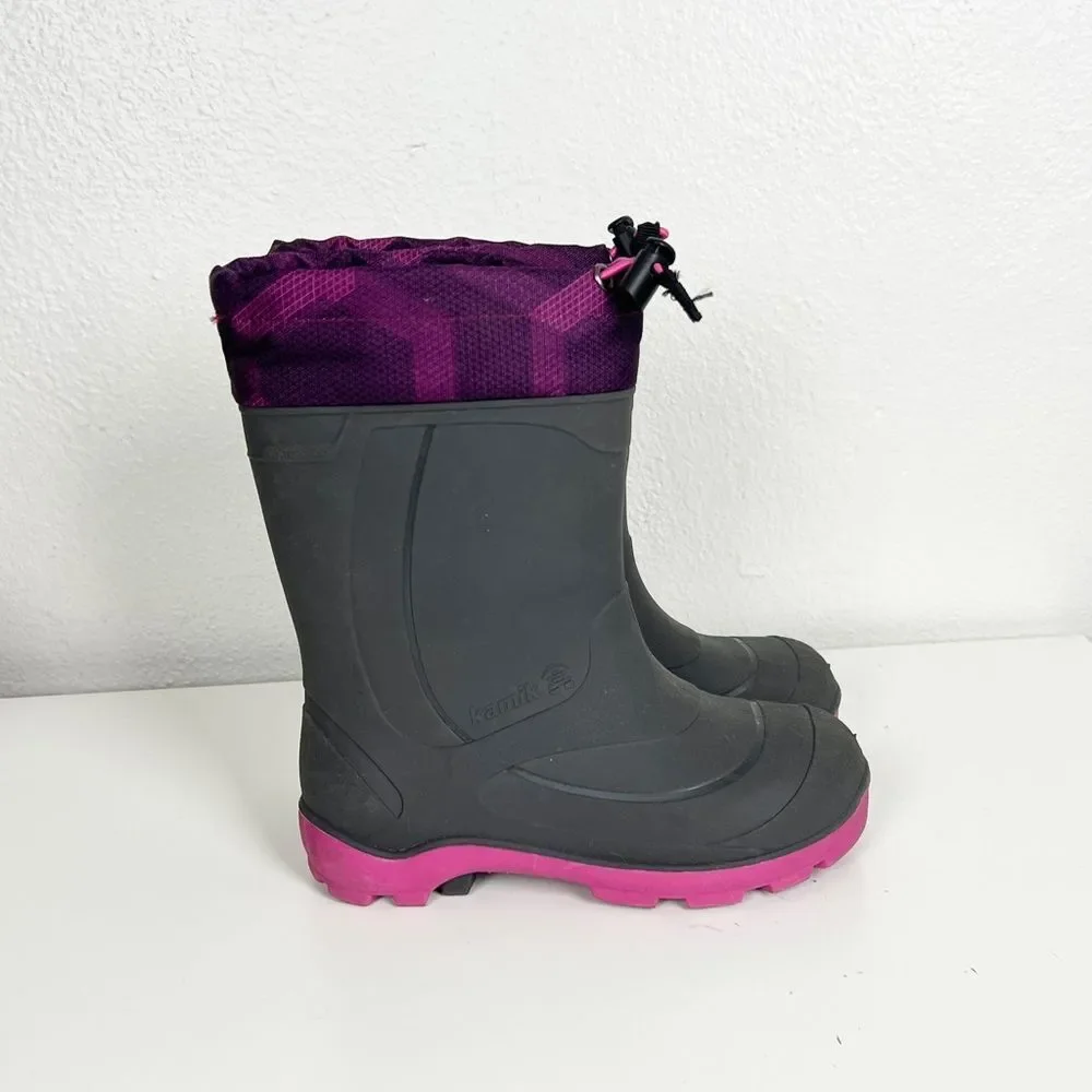 Kamik Snobuster Kids' Pink and Gray Winter Snow Boots